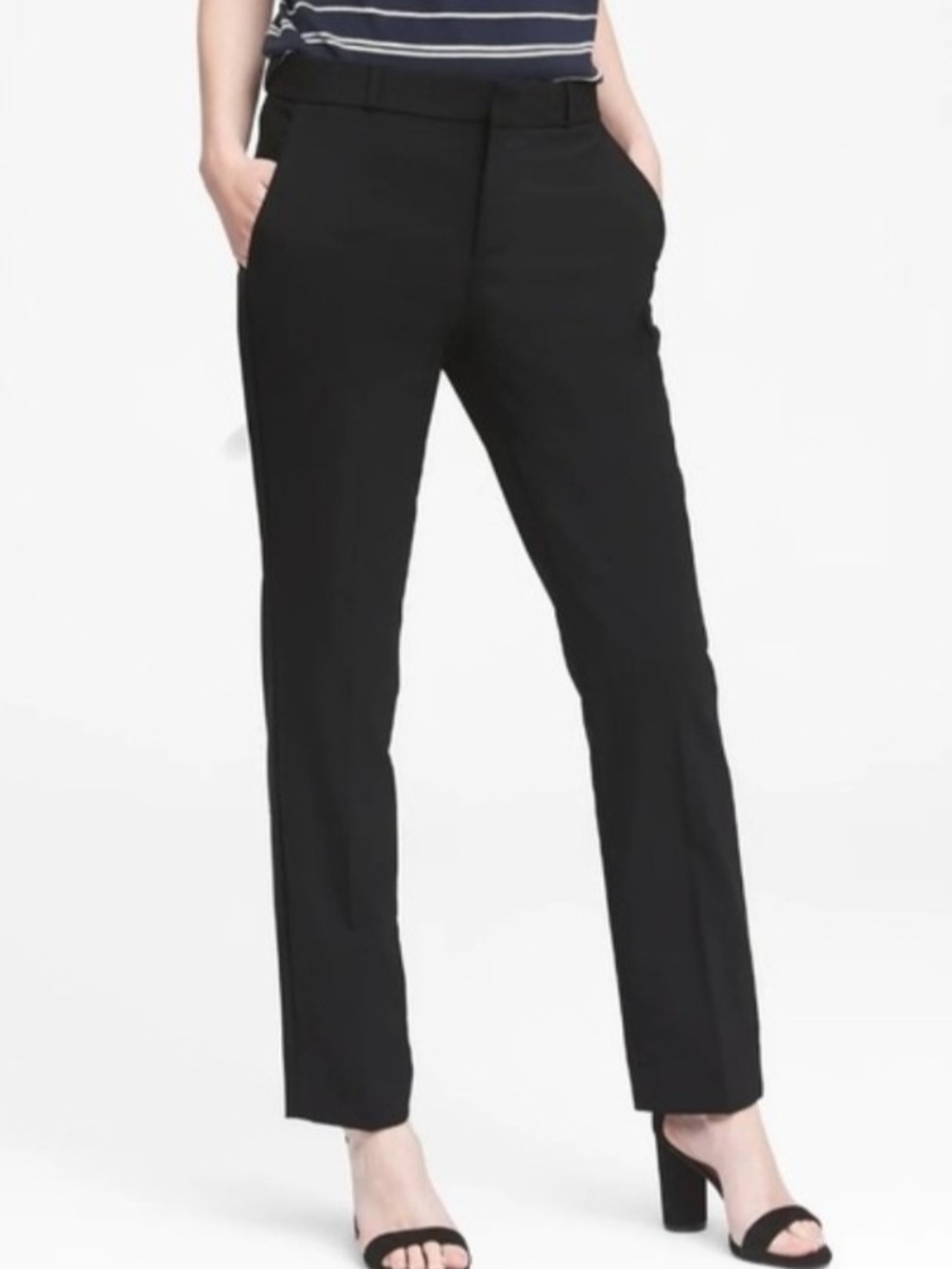 Banana Republic Black Tailored Straight-Leg Trousers